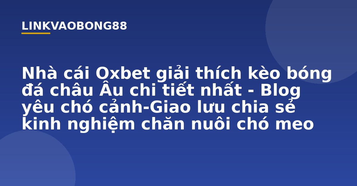 Nhà cái Oxbet giải thích kèo bóng đá châu Âu chi tiết nhất - Blog yêu chó cảnh-Giao lưu chia sẻ kinh nghiệm chăn nuôi chó meo